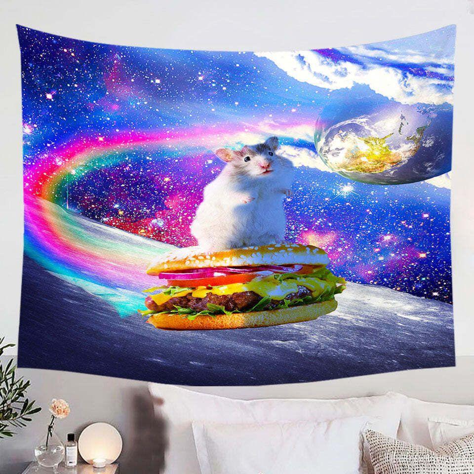 Tapestry cool crazy space cute hamster 75x100