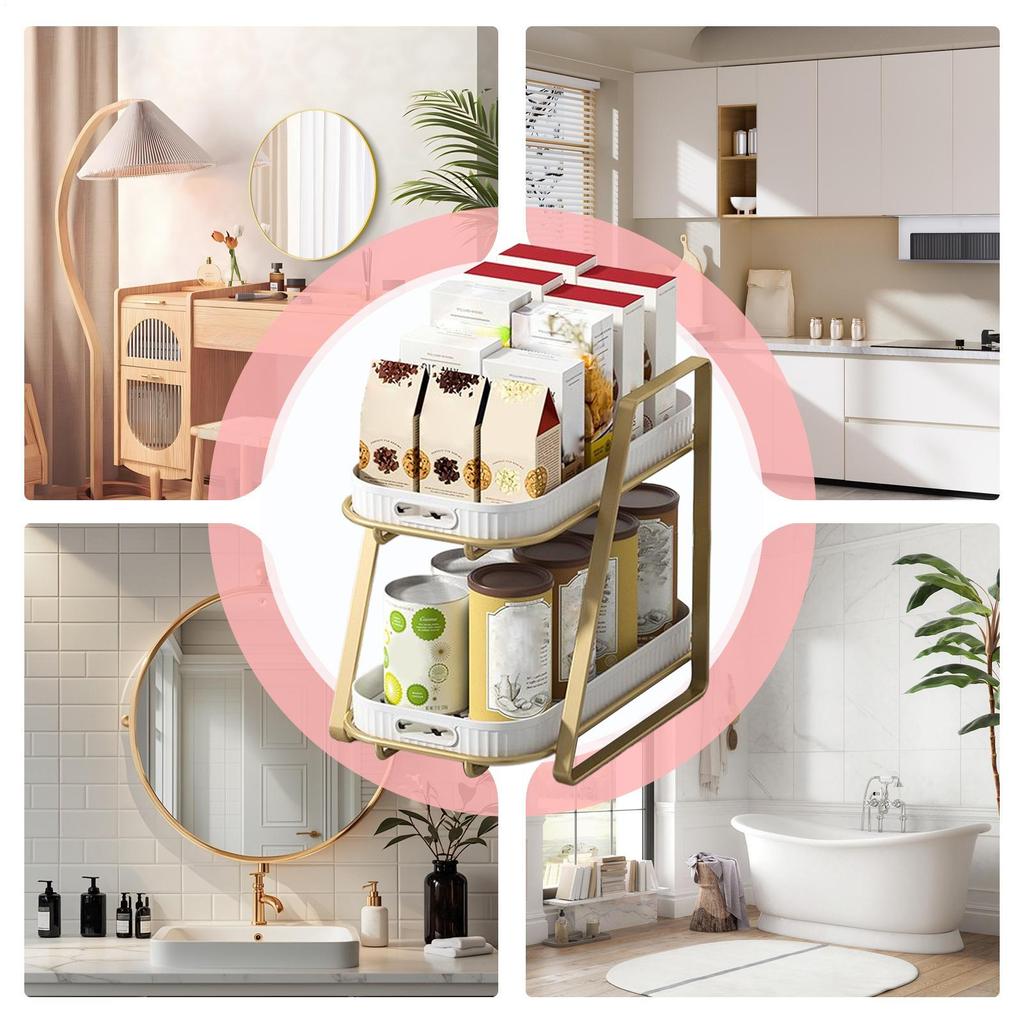 Kitchen Shelf 2-Tier Rust Proof Organizer Stand Kitchen Racks And Shelves For Adults Home Indoor Tabletop Dormitory Coffee Bar