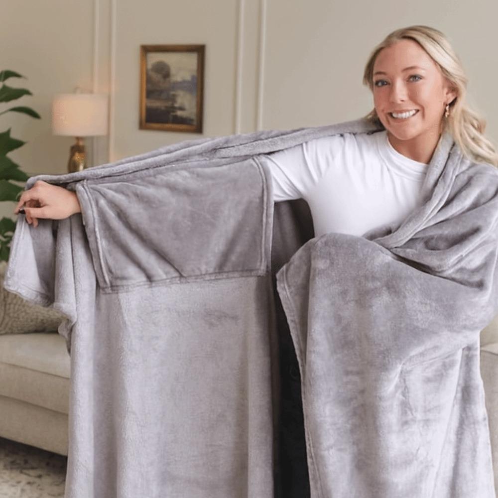 Cozy Flannel Winter Wearable Blanket Thickened Warm Office Nap Blanket Soft Cape Office