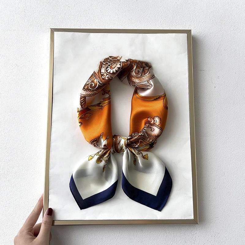 Silk Feeling Scarf Square Satin Head Scarf for Women