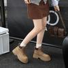 European leather thick-soled heightening rhubarb boots Martin boots women's autumn new British style short boots locomotive boots