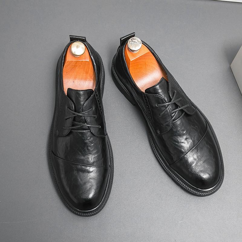 

Fashion Fashion Brand Men s Comfortable Black Oxford Shoes for Spring New Men s Hand Grip Pattern Lace Up Business Casual Leather Shoes 44 чёрный