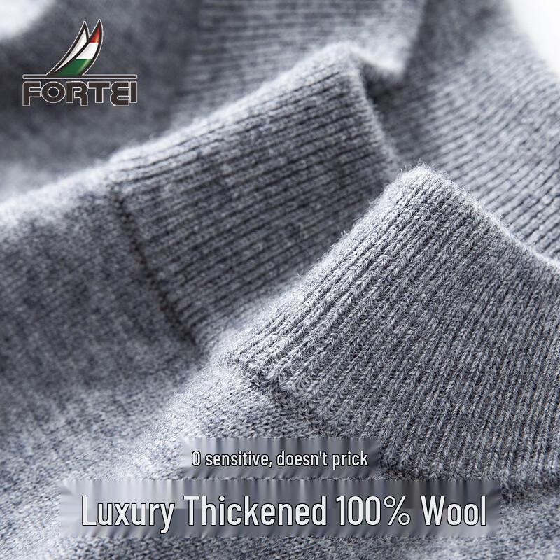 Futing Men's 100% Merino Wool Round Neck Knit Sweater