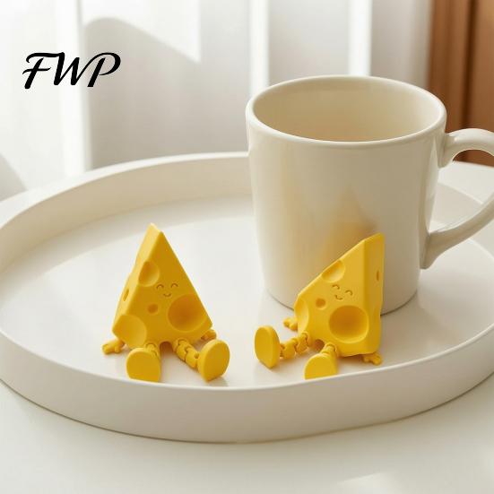 3D Printed Cheese Sculpture Novelty with Movable Joints, Funny Limb Toy Slice Figurine Fidget for Stress Relief, Office Desk Accessories Delicate