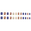 European Square Floral Warm-Toned Nail Tips: Enhance Fairness with Blue & Brown Beautiful Detachable Nail Art