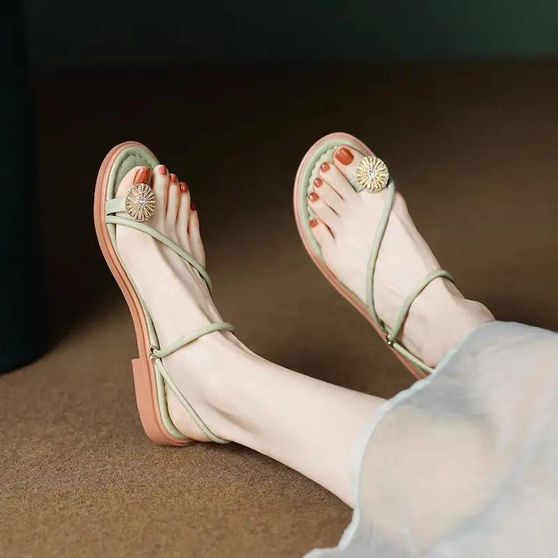 Fashion Summer Offers Open Toe Roman Style Women's Sandals High Quality 2025 Luxury The Best Korea Sandal Comfortable Vip Ladies Shoes