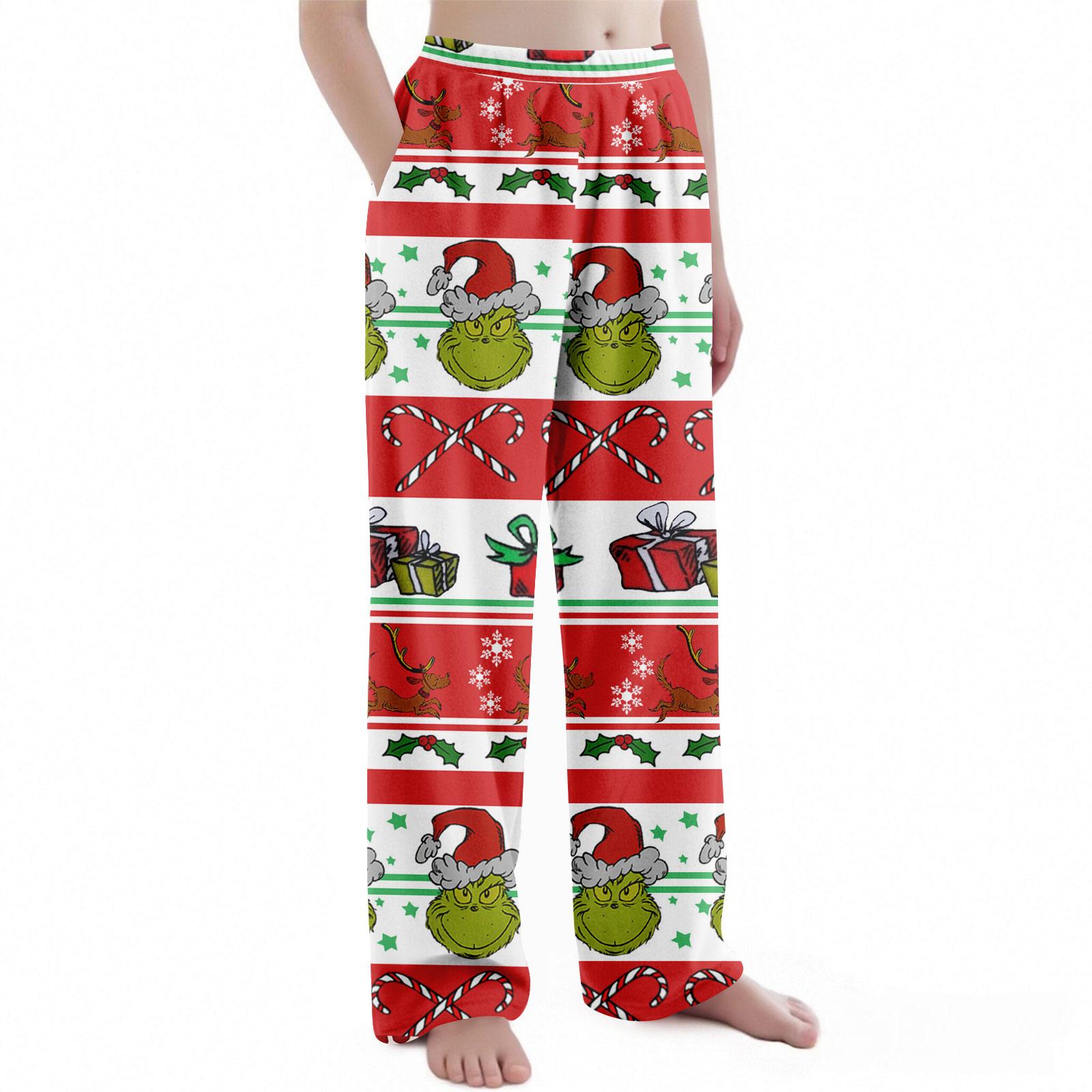 

Дитячі штани з різдвяним принтом, плюшеві повсякденні штани 160 Кіновар