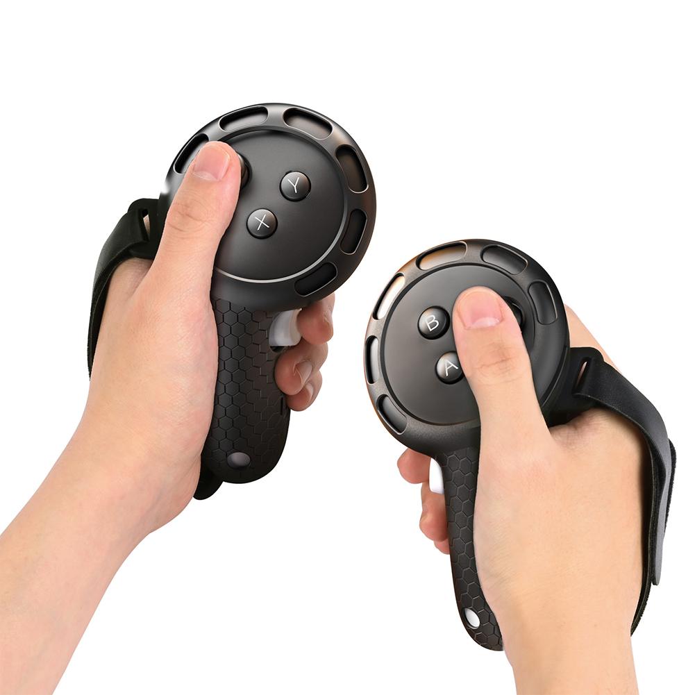 Silicone Grips Cover with Adjustable Hand Strap Non-Slip Controllers Protector Controller Grip Cover for Meta Quest 3S/Quest 3