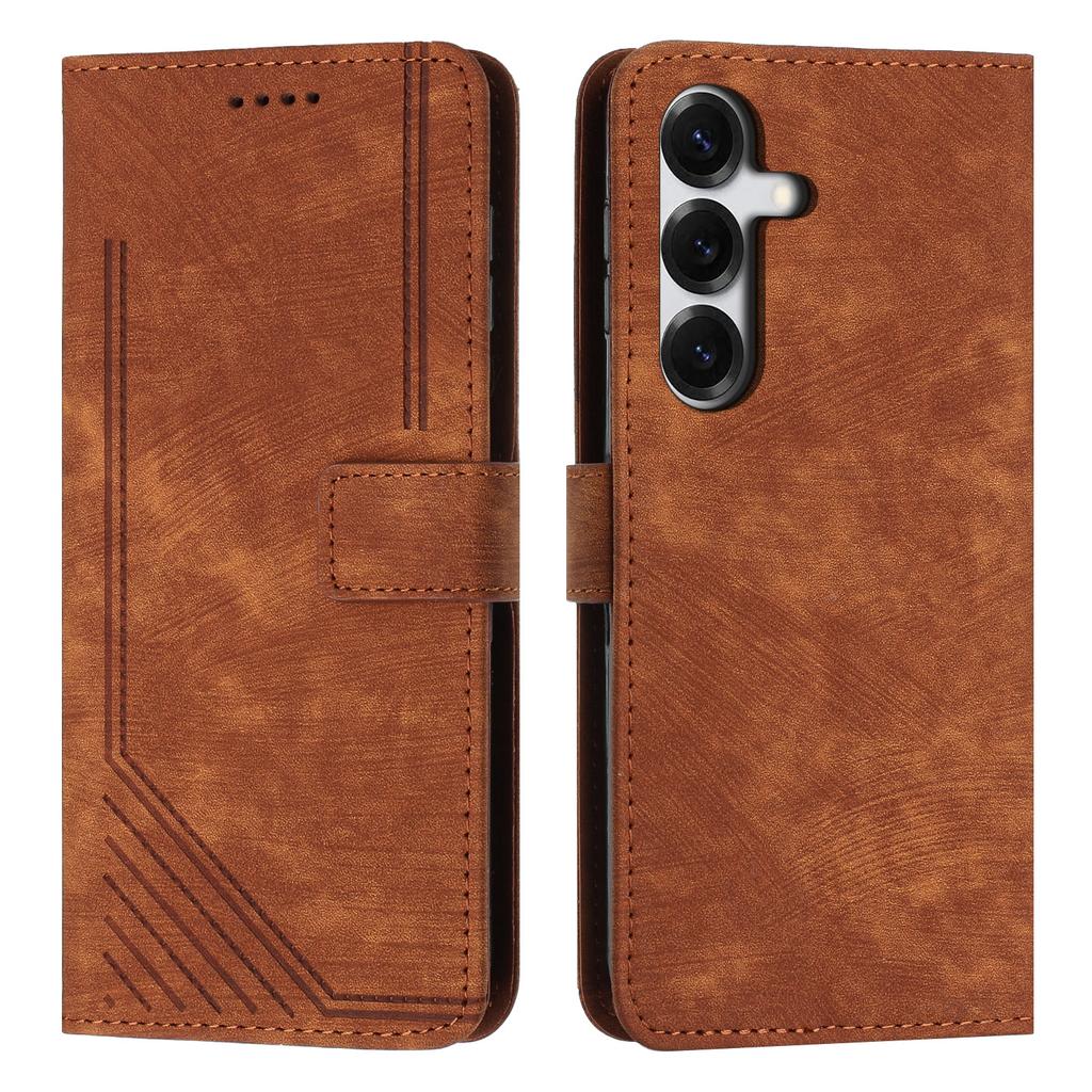 For Samsung Galaxy S26 Pro/Galaxy S26 Stand Case Imprinted Lines Leather Phone Cover