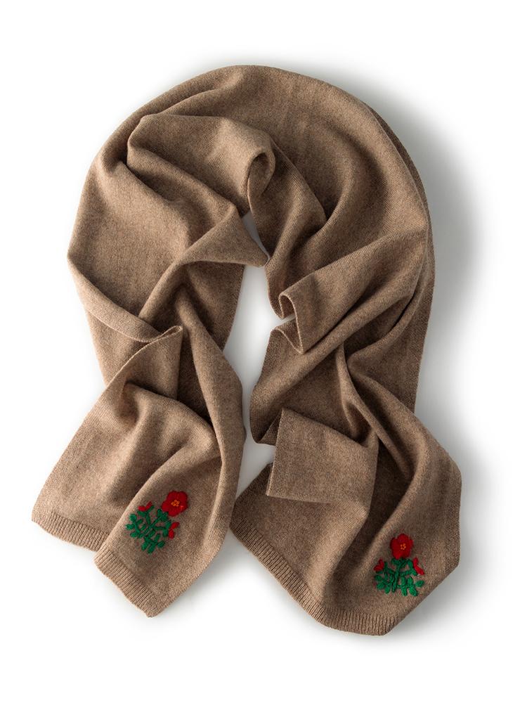 Spring Cashmere 35% Scarf Hand Embroidered flower Scarves Wool Cashmere Women Must Have Light Outer Shawl Fall Present 150*30cm