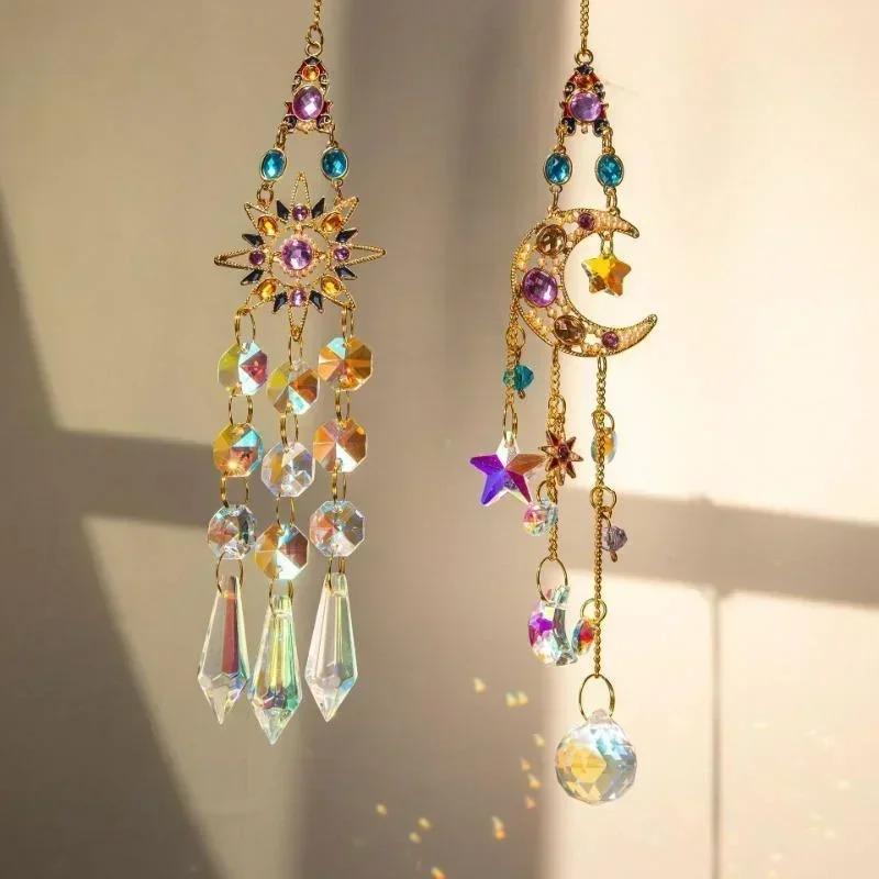 Home Fashion Decoration Brand New Crystal Pendant Window Prism Rainbow Wind Chime Sun and Moon Hanging Garden Craft Decoration