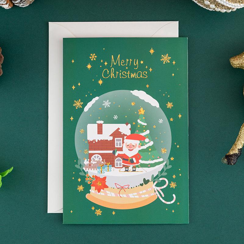 New Bronzing Christmas Card Cartoon Holiday Christmas Eve Christmas Card Blessing Wish Message Card