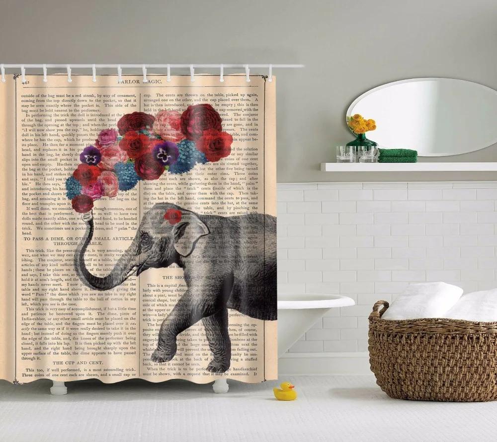 Elephant Octopus Owl Deer Horse Zebra Animals Printed Shower Curtains Bathroom Curtain With Hooks 180X180Cm