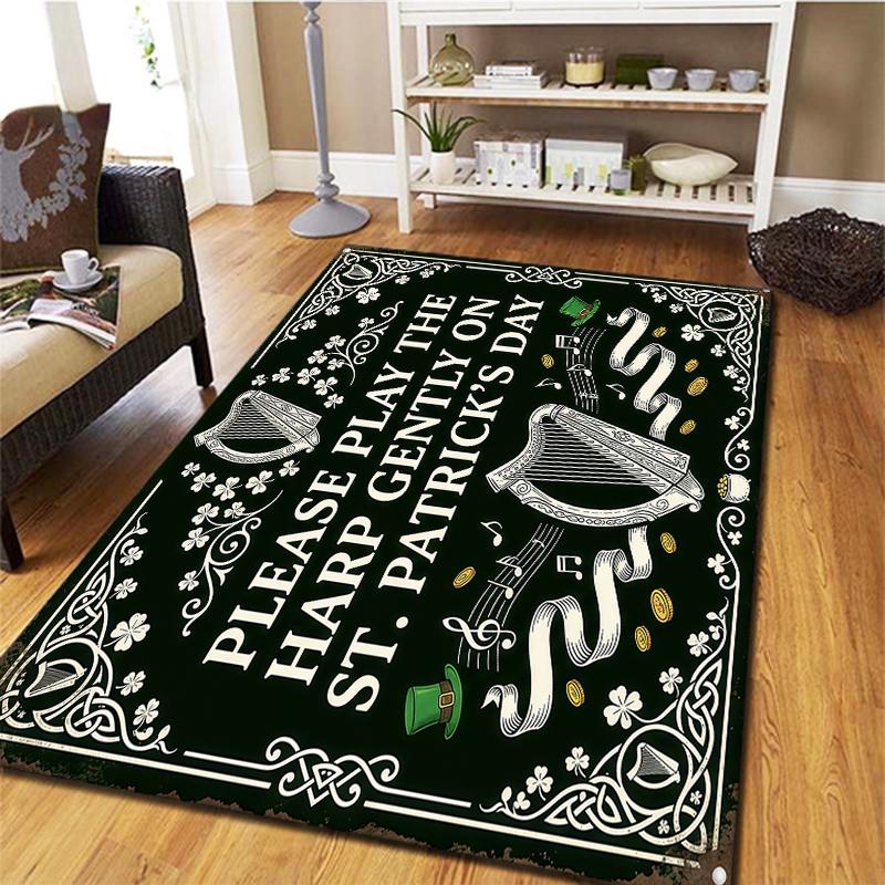 St.Patrick's Day cloverPattern Square Carpet,Area Rug,Carpet Rug for Living Room Bedroom Sofa Playroom Decor,Non-slip Floor Mat,Holiday Birthday Gifts