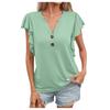 Women's Summer Short Sleeves Button V Neck Loose Casual Solid Color Casual Comfy Tops