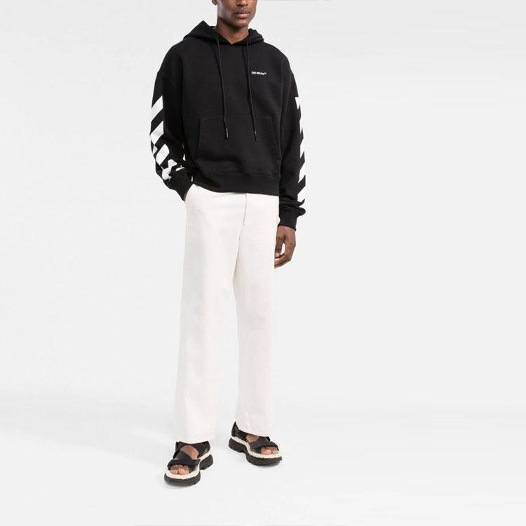 Off-White SS22 Sleeve White Stripe Pullover Ordinary Version Black Men's OMBB037C99FLE0011001