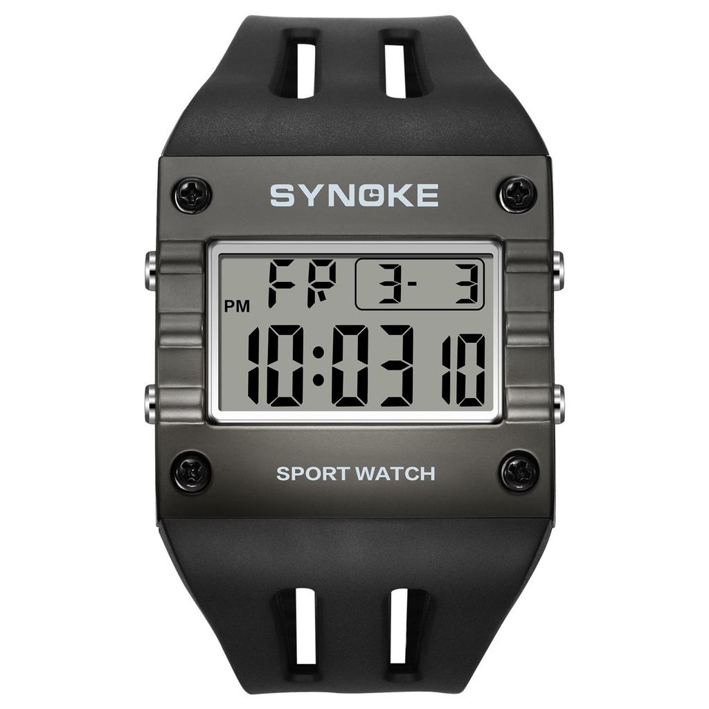 SYNOKE Men's Trendy Square Alloy Sport Watch - Large Screen, Fashionable, Waterproof.