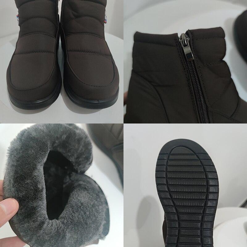 Rimocy  New Thick Plush Winter Boots For Women Non -Slip Waterproof Snow Boots Woman Flat Heels Warm Cotton Padded Shoes