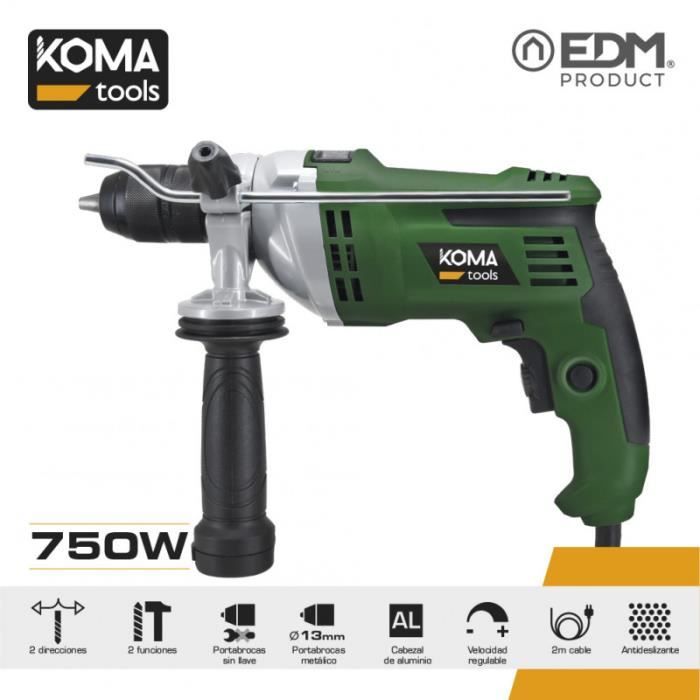 Mașină de găurit cu percuție - EDM - KOMA TOOLS - 750W - Mandrin automat 13mm - 0-3000rpm