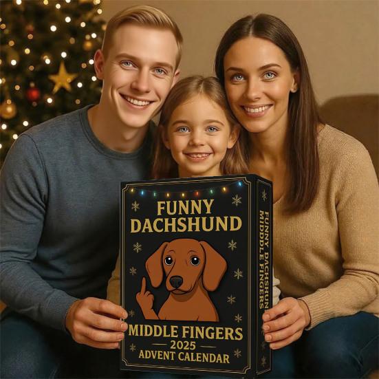 Dachshund Advent Calendar 2025 Funny Middle Finger Dachshund Collectible Pendants 24 Days Countdown To Christmas Decoration for Dog Lovers