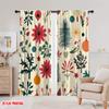 2pcs,2D plane printing Popular Curtains Christmas Balls Trees Flowers Versatile Polyester Fabric (without rod) All Seasons Use