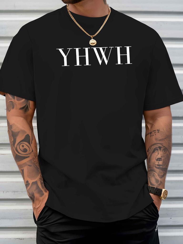 YHWH New Men'S Short-Sleeve T-Shirt, a Trendy Summer Top with Print Designs, for Casual Wear, Featuring a Round Neck And Breathable Fabric, Plus Size