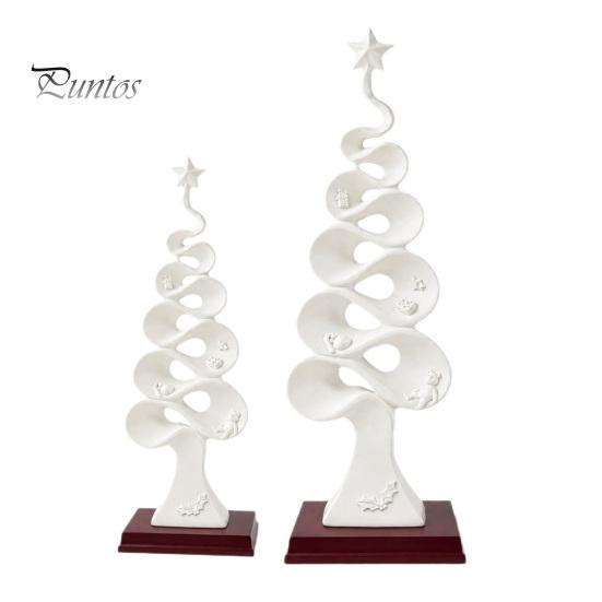 Durable Resin Tabletop Statues Abstract Christmas Tree Figurine, Artistic Spiral Sculpture, Modern Xmas Luxury Home Office Decor Statue for Desk Shelf