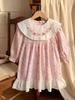 2026 Autumn Korean Style Girls' Floral Embroidery Dress with Doll Collar and Long Sleeves