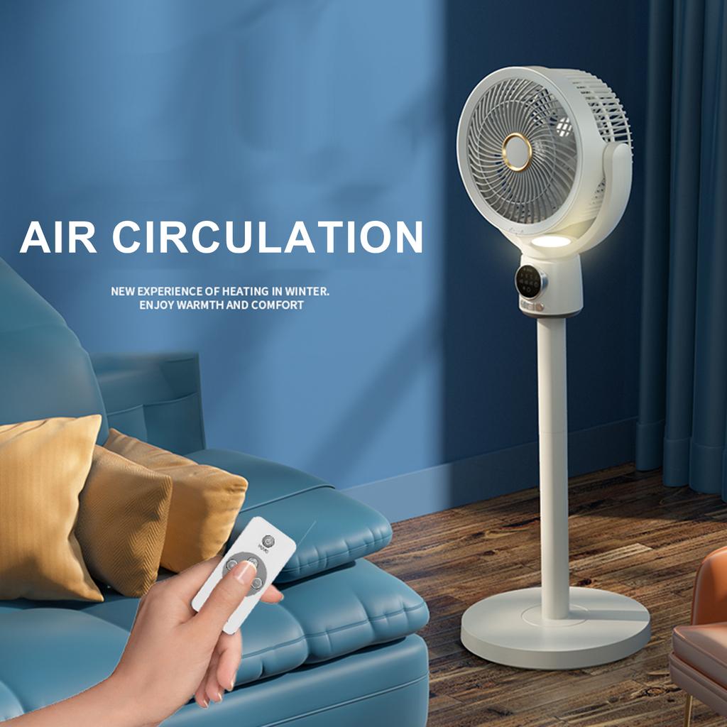 Circulation Floor Fan with Night Light Desktop Fan with Detachable Rod 5 Wind Speeds   3H/6H/9H Timer Auto Oscillation Remote Control