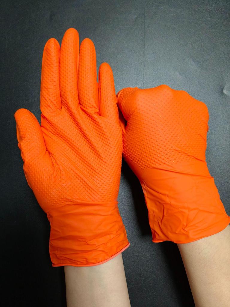 Oil-Proof Nitrile Gloves for Machining & Car Repair - Thick Diamond Pattern, Non-Slip, Oil-Resistant