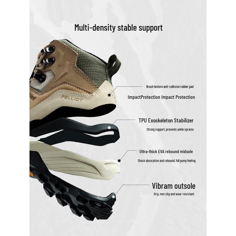 PELLIOT MT-Xuanwu Vibram High-Top Hiking Shoes