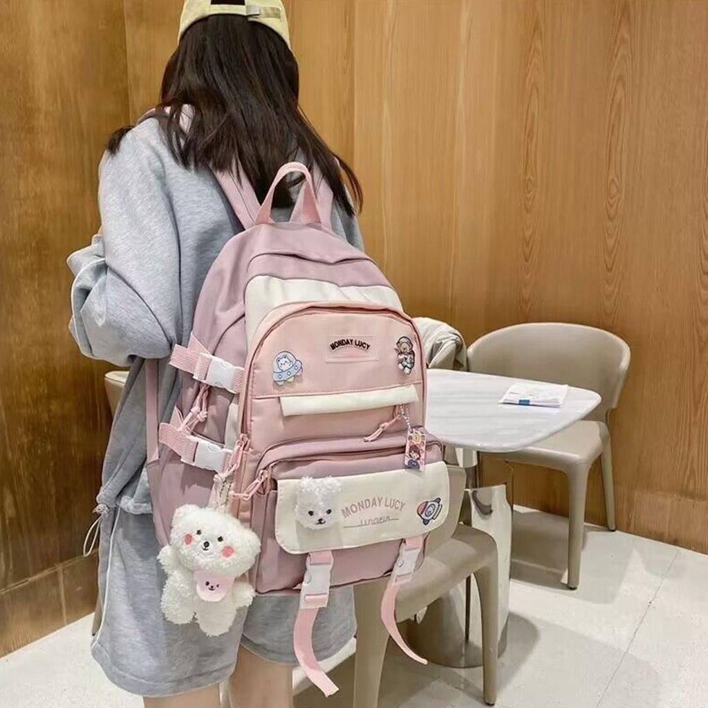 Stylish Nylon Backpack School Backpacks Laptop Backpacks School Bag for Middle School Girls and Elementary Students