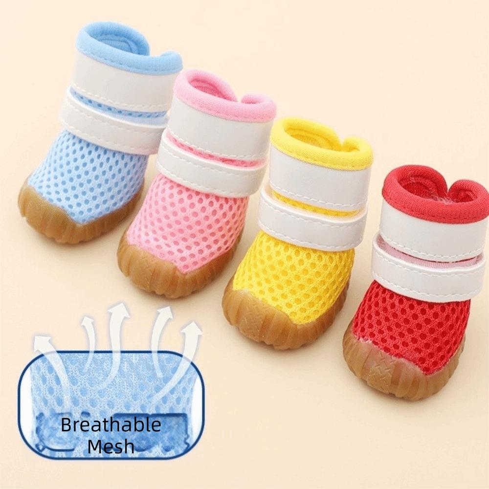 Rubber Sole Dog Mesh Shoes Breathable Dog Footwear Fashion Dog Paw Protectors  Outdoor Walking