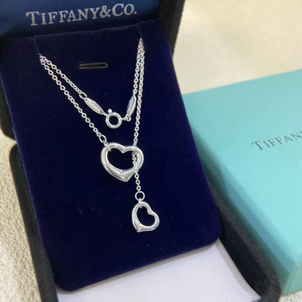 Collar con Colgante de Corazón de Plata de Ley 925 para Mujer Familia T con Diamantes y Esmalte, Cadena Clavicular Azul Clásico, Colgante para Mejor Amiga