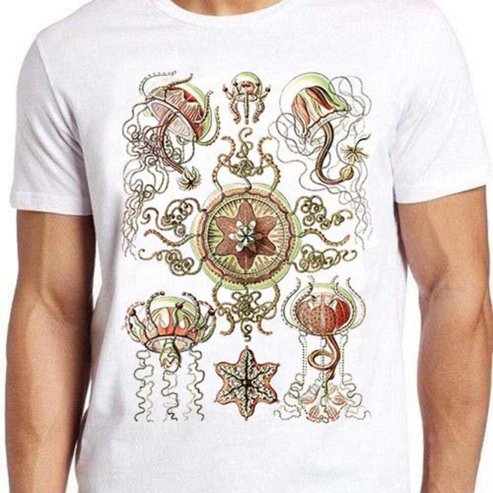 

230GSM 100% Cotton T-Shirt Trachomedusae Basimycete T Shirt 1904s Ernst Haeckel Unisex Men Women Gift Cool Music Fashion Top Retro Tee T Shirt 948