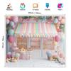 2D Cute Dessert Shop Backdrop, Pastel Macaron Photography Background