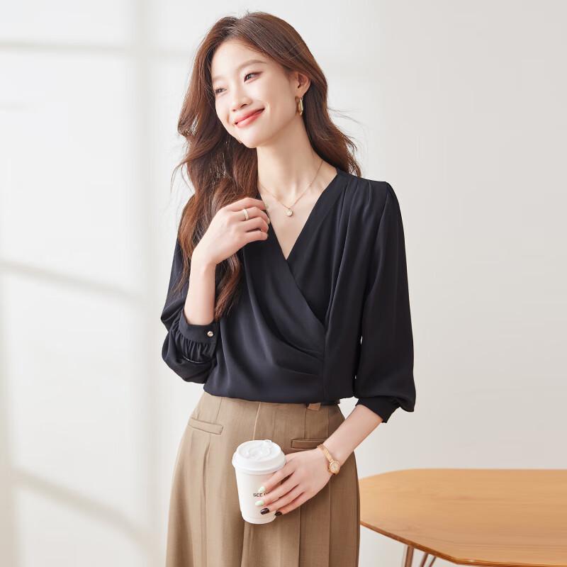 Women s V-Neck Chiffon Professional Blouse XL