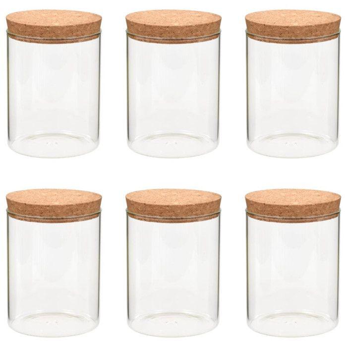 VidaXL 6 pcs Pots de conservation en verre et couvercle en liège 650ml