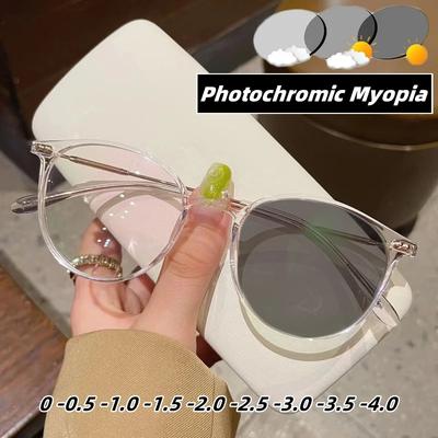 Fashion Smart Photochromic Minus Diopter Glasses Outdoor Color Changing Sunglasses Unisex Ultralight Myopia Spetacles Eyeglasses