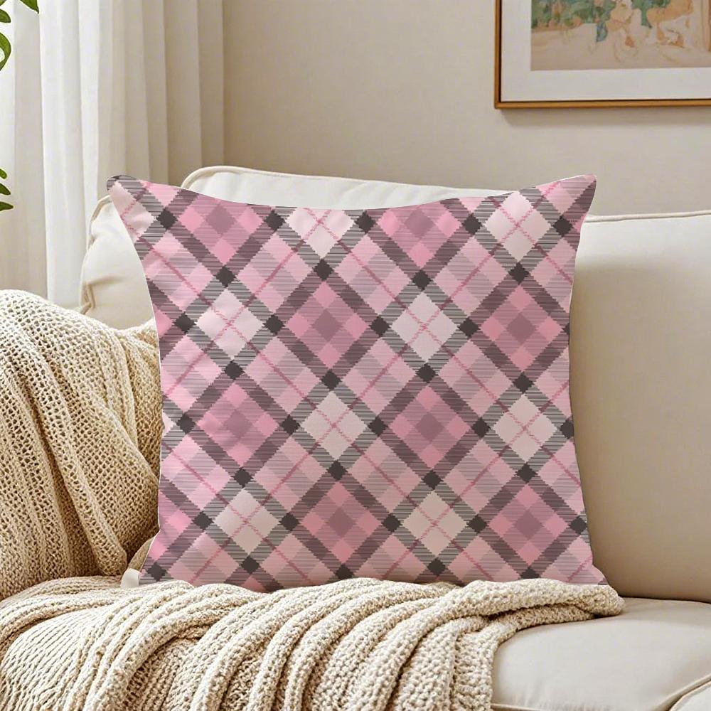 Classic Simple Pattern Art Plaid texture Cushion Cover Linen Pillowcase Soft  for Sofa Bed Home Room Decor
