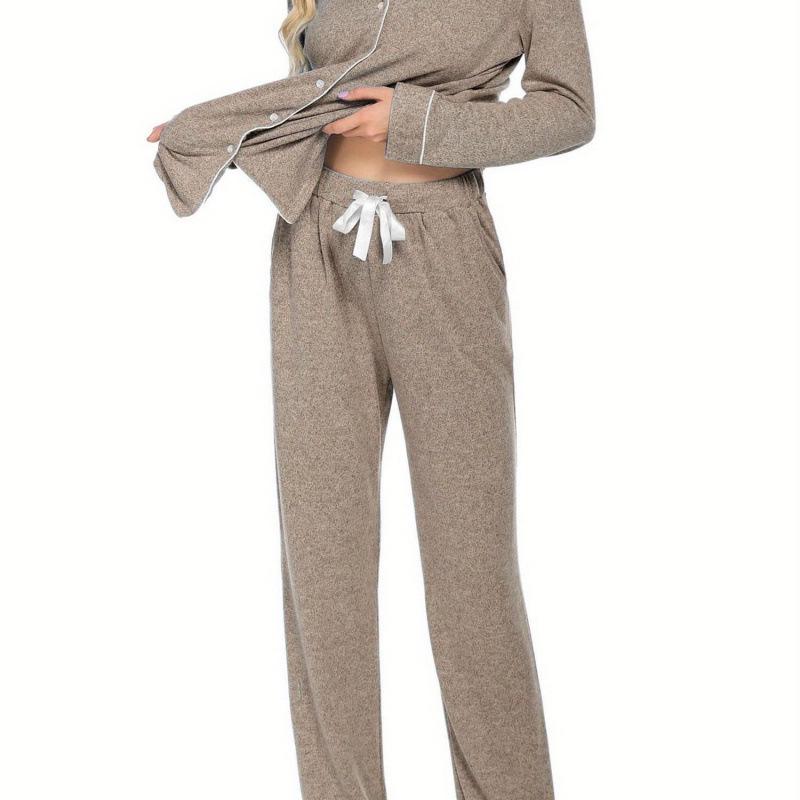 Women's Long-Sleeve Pajama Shirt - Casual Button-Down