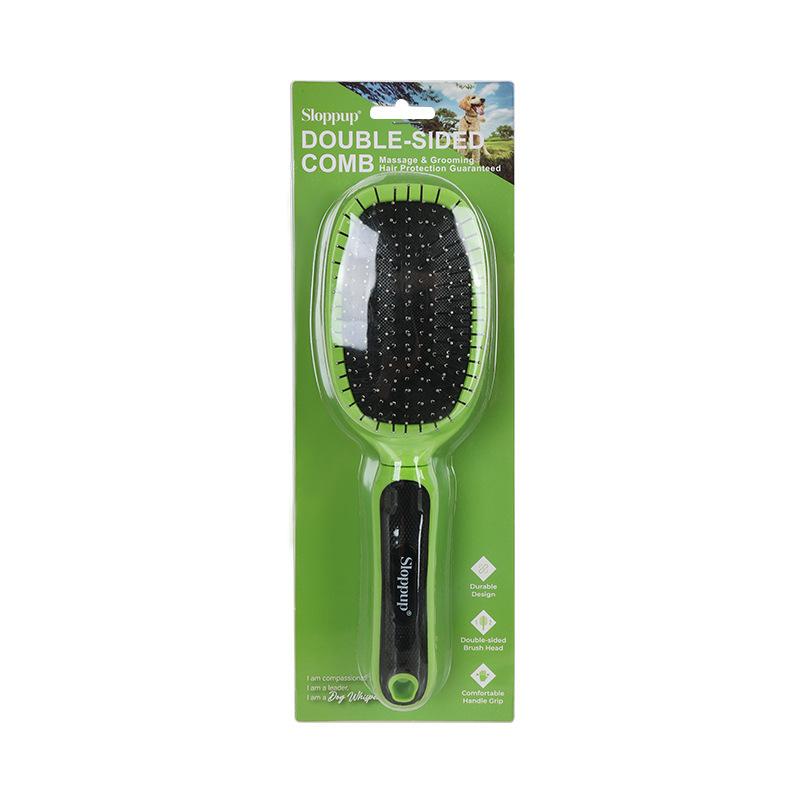 Pet Brush Pet Double-sided Comb Airbag Massage Needle Comb, Dog Cat Beauty Comb Dog Comb зелёный