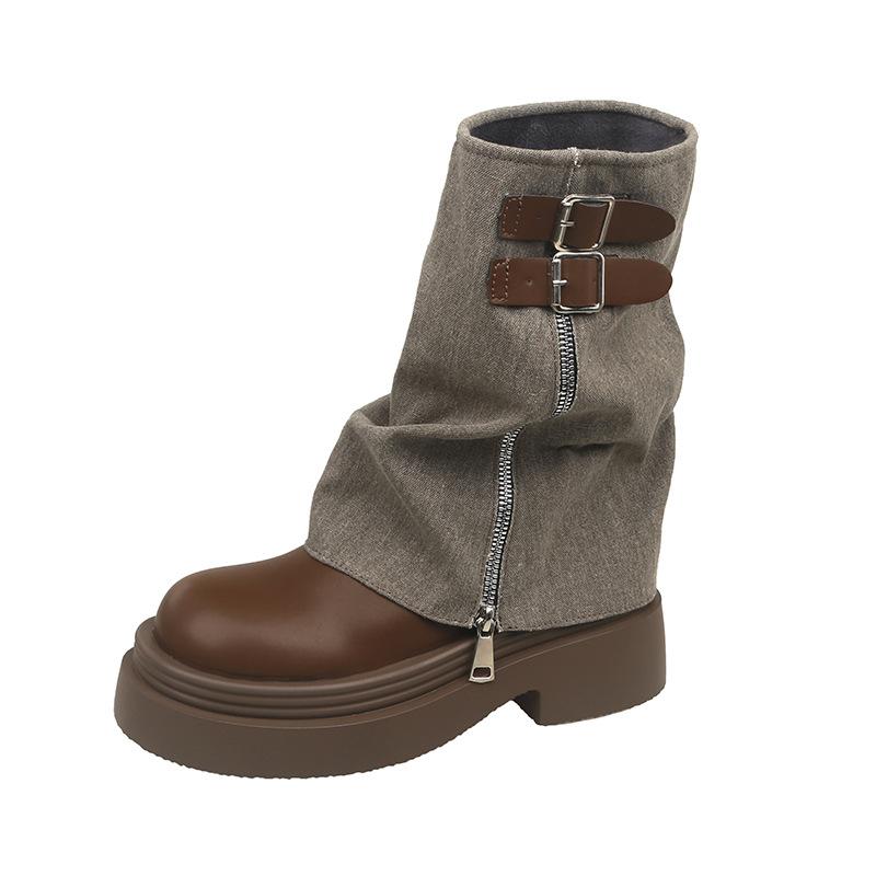 Small retro British style thick-soled high-top Martin boots women's 2025 new autumn and winter thin explosive short boots