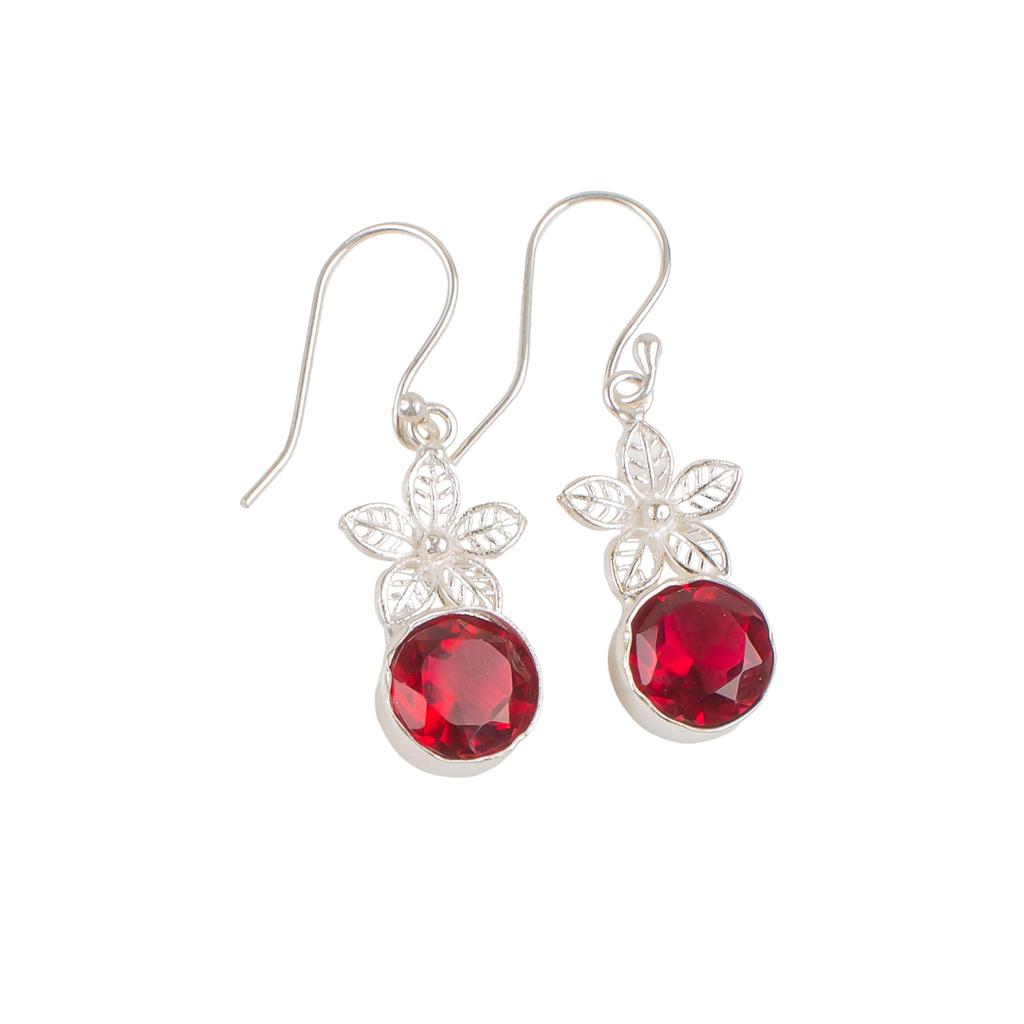 Pink Rutile Gemstone 925 Sterling Silver Handmade Long Earrings 1.50" Daily wear Jewelry For Wedding Gift EE-54-10