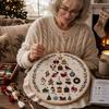 Holiday Sewing Project Kit 24 Days Christmas Tree Embroidery Kit, DIY for Beginners, Handmade Indoor Crafting Hobby Material Pack with Full