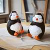 Hand-Carved Solid Wood Fishing Penguin Ornament – Cute Wooden Penguin Decoration