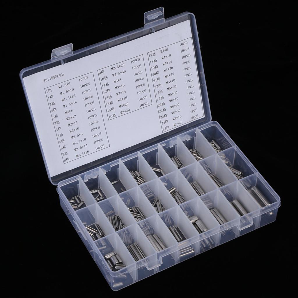 280Pcs Stainless Steel Spring Tension Pins Set M1.5 M2 M2.5 M3 M4 M5 M6 M8 with Box