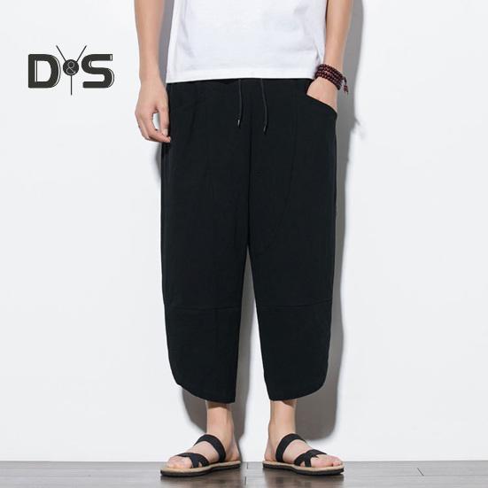 Pantaloni de vară respirabili pentru bărbați, de culoare uni, șic, ocazionali, pantaloni de vară pentru bărbați