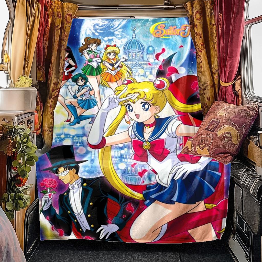 Japanese anime cute cartoon theme Sailor Moon Tsukino Usagi blanket suitable for home beds, sofa covers, office nap, outdoor warm blankets O14