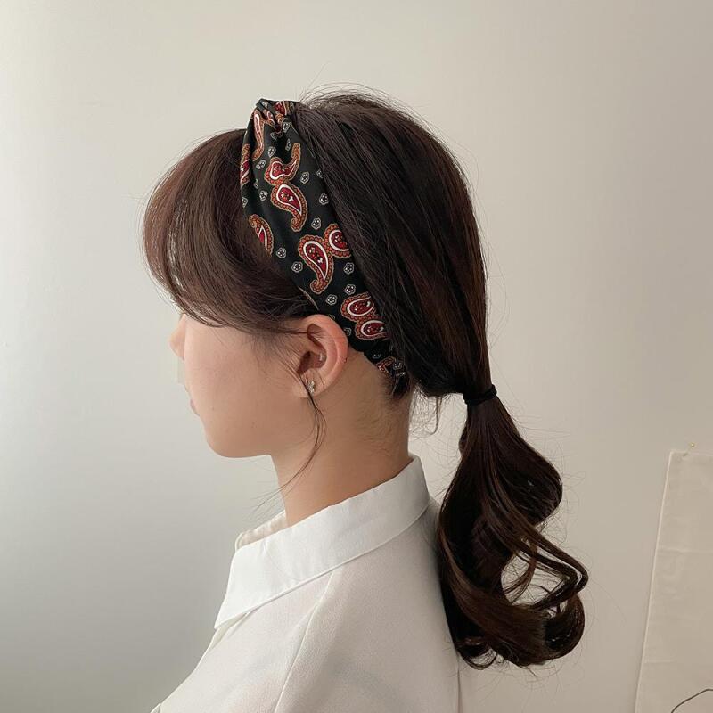 Rutajine Ежедневная трехцветная повязка-ободок для волос скрученная для женщин Paisley (white)